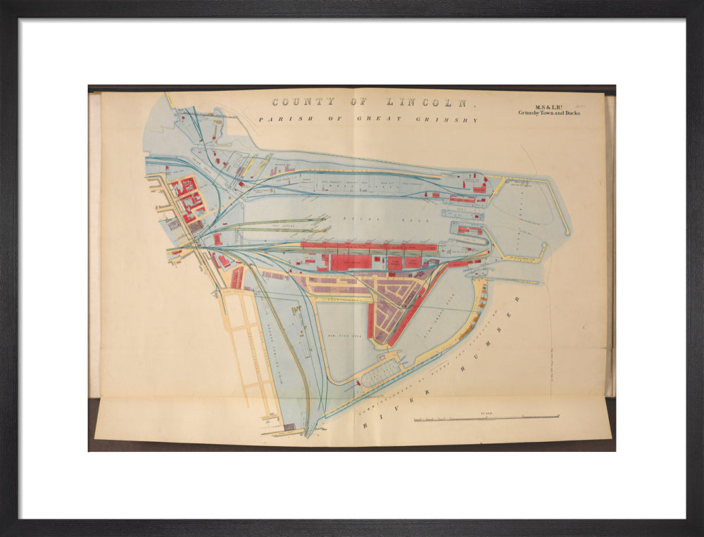Plan of Grimsby Town and Docks including the Royal Dock, Union Dock, etc, 1885. art print medium black Art Print - Science Museum Shop
