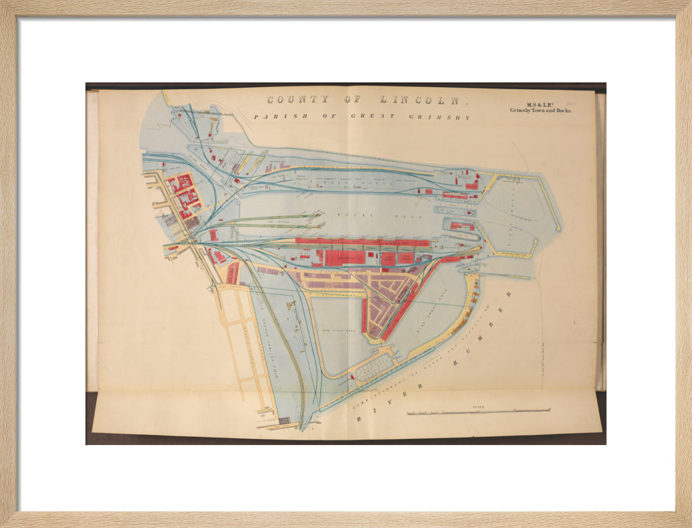 Plan of Grimsby Town and Docks including the Royal Dock, Union Dock, etc, 1885. art print medium natural Art Print - Science Museum Shop
