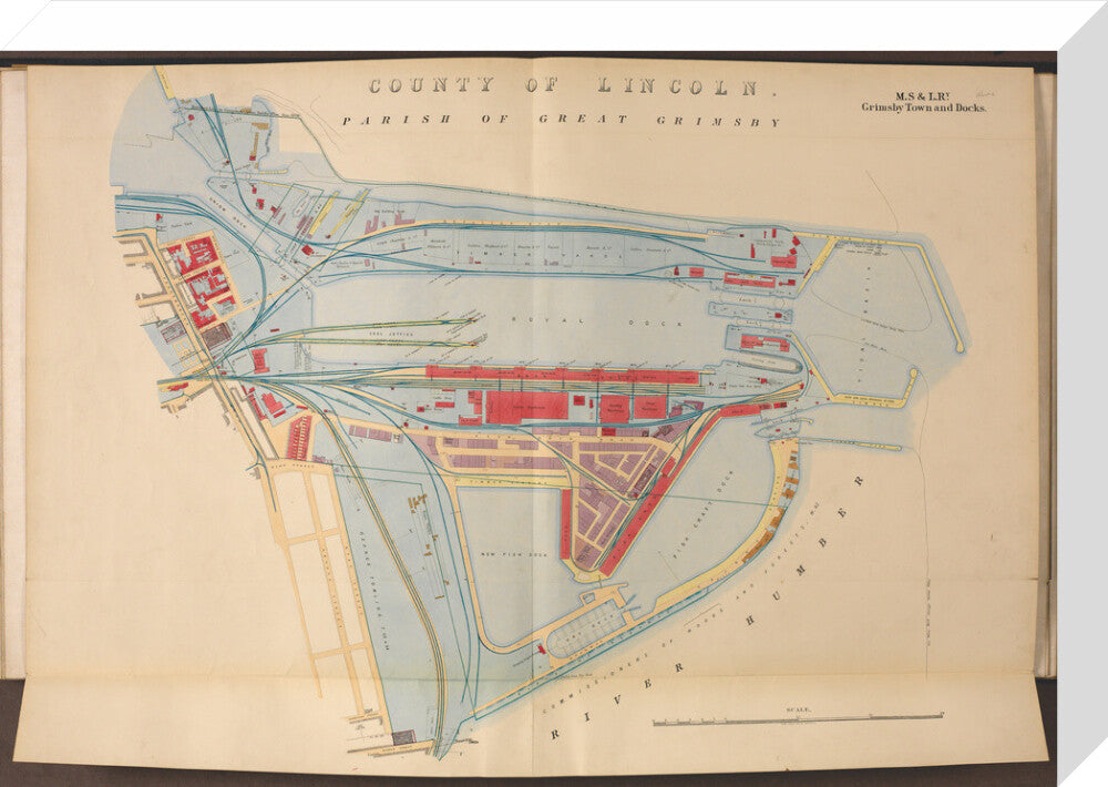 Plan of Grimsby Town and Docks including the Royal Dock, Union Dock, etc, 1885. stretched canvas medium none Art Print - Science Museum Shop