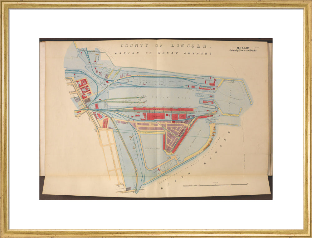 Plan of Grimsby Town and Docks including the Royal Dock, Union Dock, etc, 1885. art print large gold Art Print - Science Museum Shop
