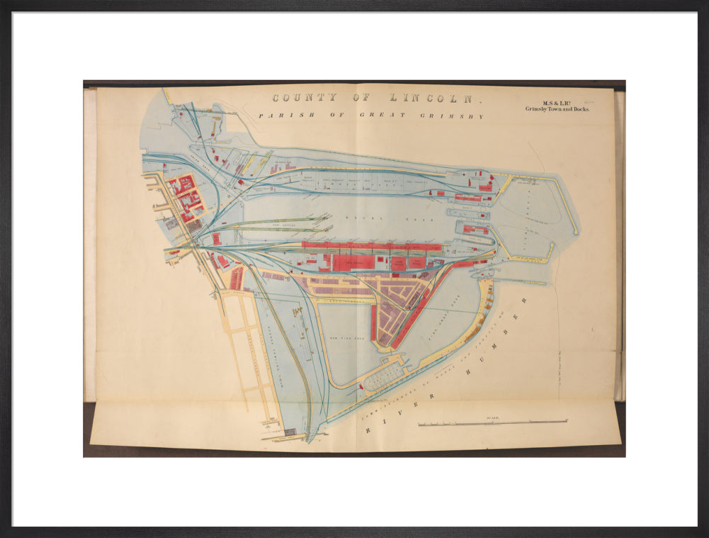 Plan of Grimsby Town and Docks including the Royal Dock, Union Dock, etc, 1885. art print extra large black Art Print - Science Museum Shop