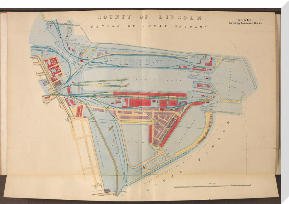 Plan of Grimsby Town and Docks including the Royal Dock, Union Dock, etc, 1885. stretched canvas extra large none Art Print - Science Museum Shop