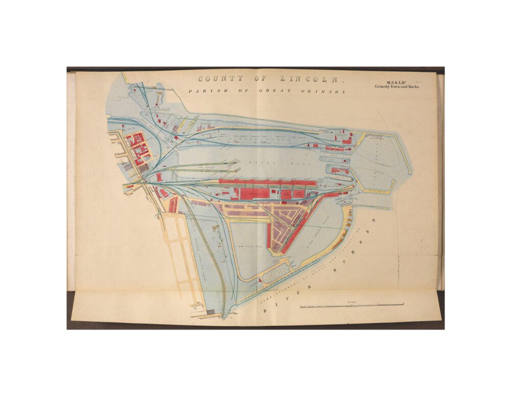 Plan of Grimsby Town and Docks including the Royal Dock, Union Dock, etc, 1885. unstretched canvas small none Art Print - Science Museum Shop