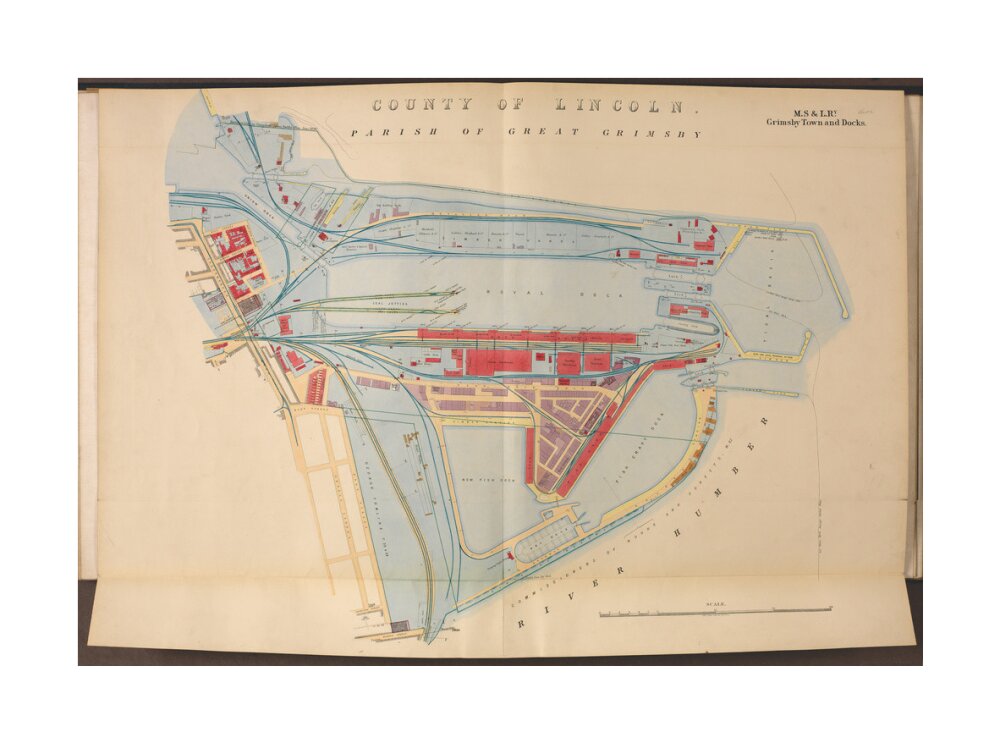 Plan of Grimsby Town and Docks including the Royal Dock, Union Dock, etc, 1885. unstretched canvas large none Art Print - Science Museum Shop