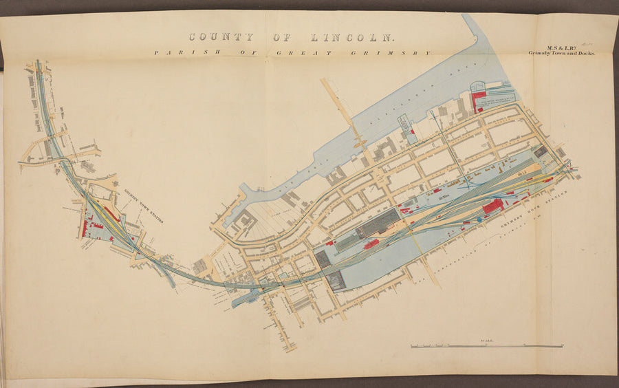 Plan of Grimsby Town and Docks showing, Grimsby Town station and Grimsby Dock station, etc, 1885. Art Print - Science Museum Shop