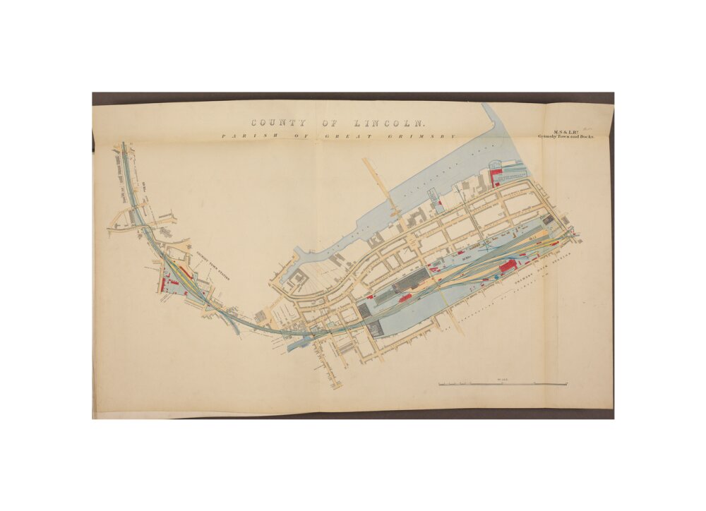 Plan of Grimsby Town and Docks showing, Grimsby Town station and Grimsby Dock station, etc, 1885. unstretched canvas small none Art Print - Science Museum Shop
