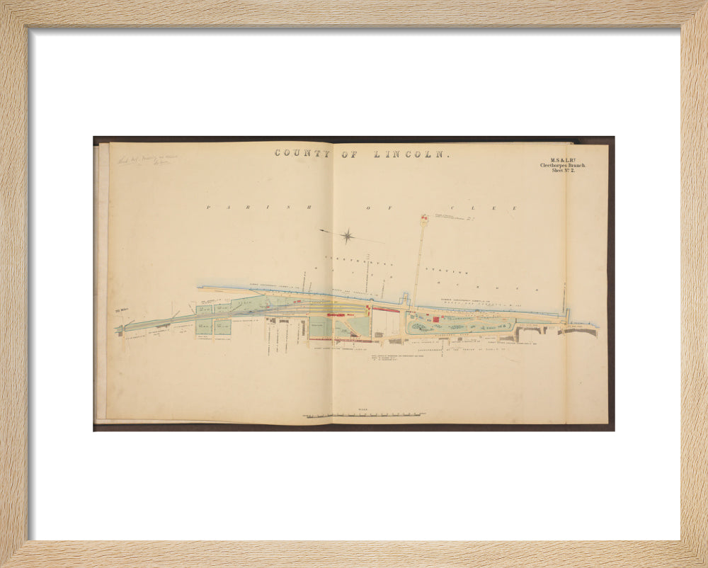 Cleethorpes Branch Sheet No 2, showing Cleethorpes station, Gardens, pier, Ross Castle and promenade, 1885. art print extra small natural Art Print - Science Museum Shop