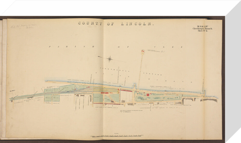 Cleethorpes Branch Sheet No 2, showing Cleethorpes station, Gardens, pier, Ross Castle and promenade, 1885. stretched canvas small none Art Print - Science Museum Shop
