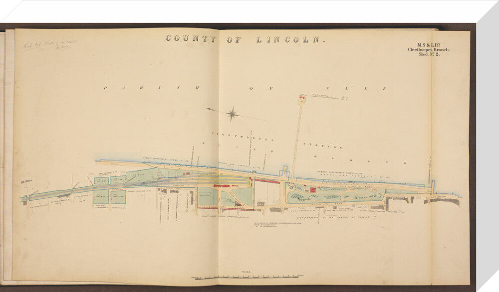 Cleethorpes Branch Sheet No 2, showing Cleethorpes station, Gardens, pier, Ross Castle and promenade, 1885. stretched canvas medium none Art Print - Science Museum Shop