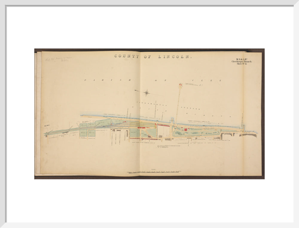 Cleethorpes Branch Sheet No 2, showing Cleethorpes station, Gardens, pier, Ross Castle and promenade, 1885. art print large white Art Print - Science Museum Shop