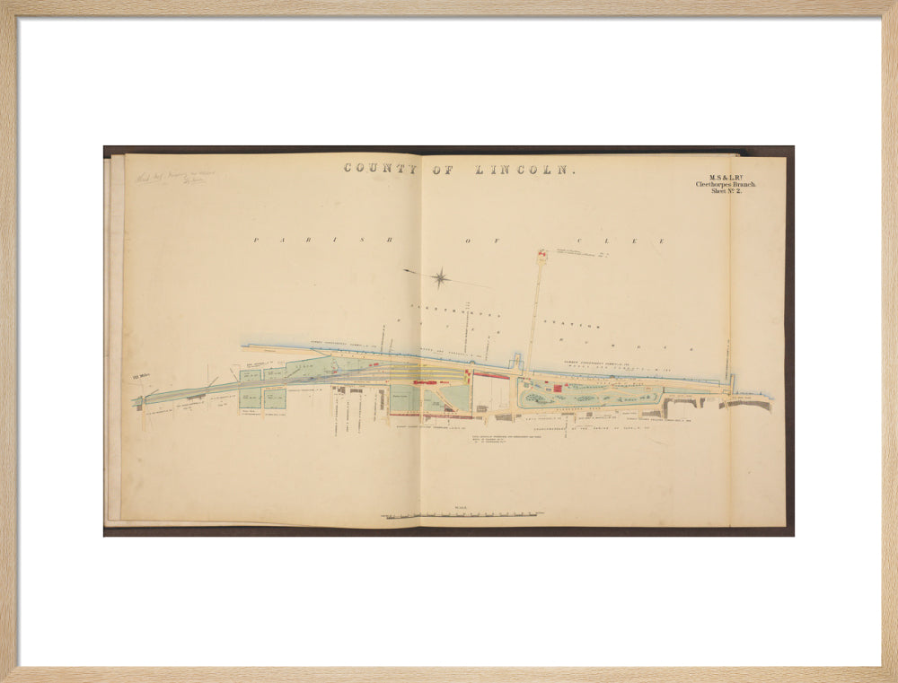 Cleethorpes Branch Sheet No 2, showing Cleethorpes station, Gardens, pier, Ross Castle and promenade, 1885. art print large natural Art Print - Science Museum Shop