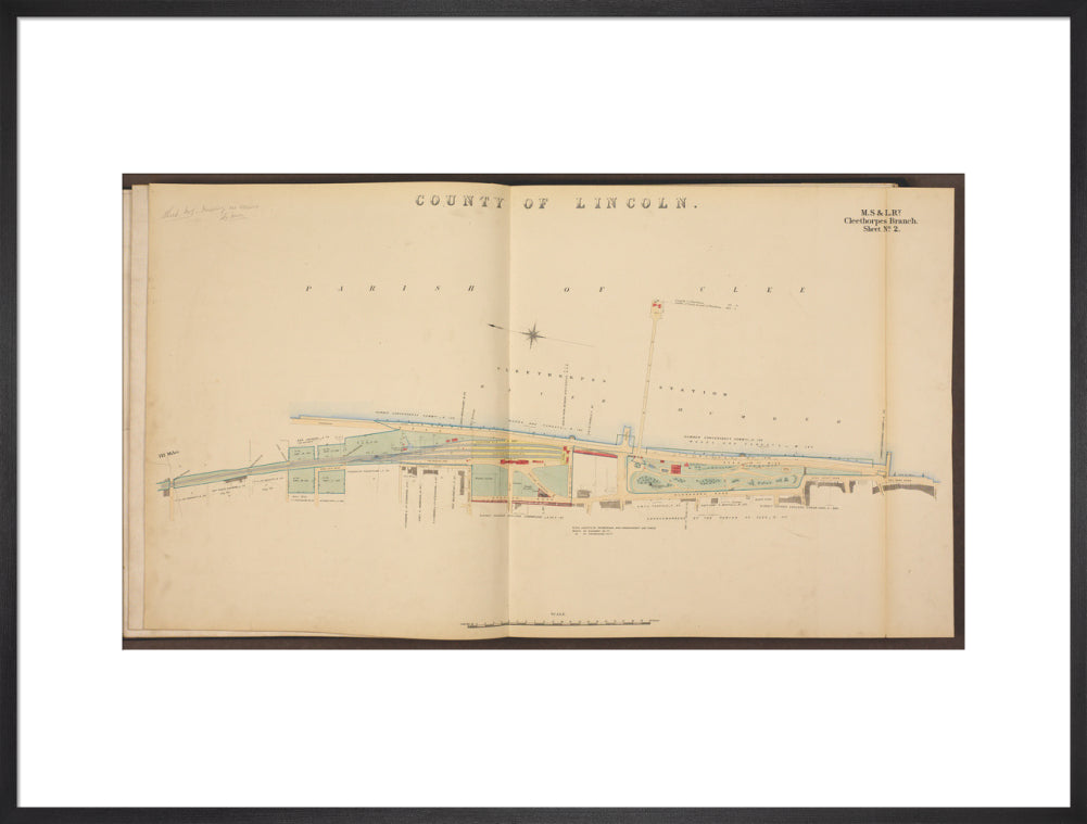 Cleethorpes Branch Sheet No 2, showing Cleethorpes station, Gardens, pier, Ross Castle and promenade, 1885. art print extra large black Art Print - Science Museum Shop
