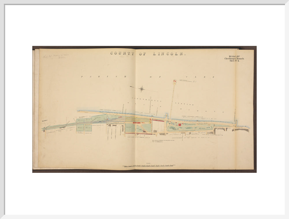 Cleethorpes Branch Sheet No 2, showing Cleethorpes station, Gardens, pier, Ross Castle and promenade, 1885. art print extra large white Art Print - Science Museum Shop