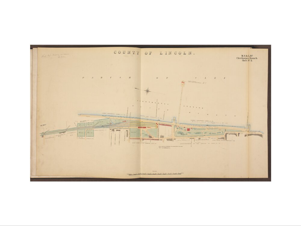 Cleethorpes Branch Sheet No 2, showing Cleethorpes station, Gardens, pier, Ross Castle and promenade, 1885. art print small none Art Print - Science Museum Shop