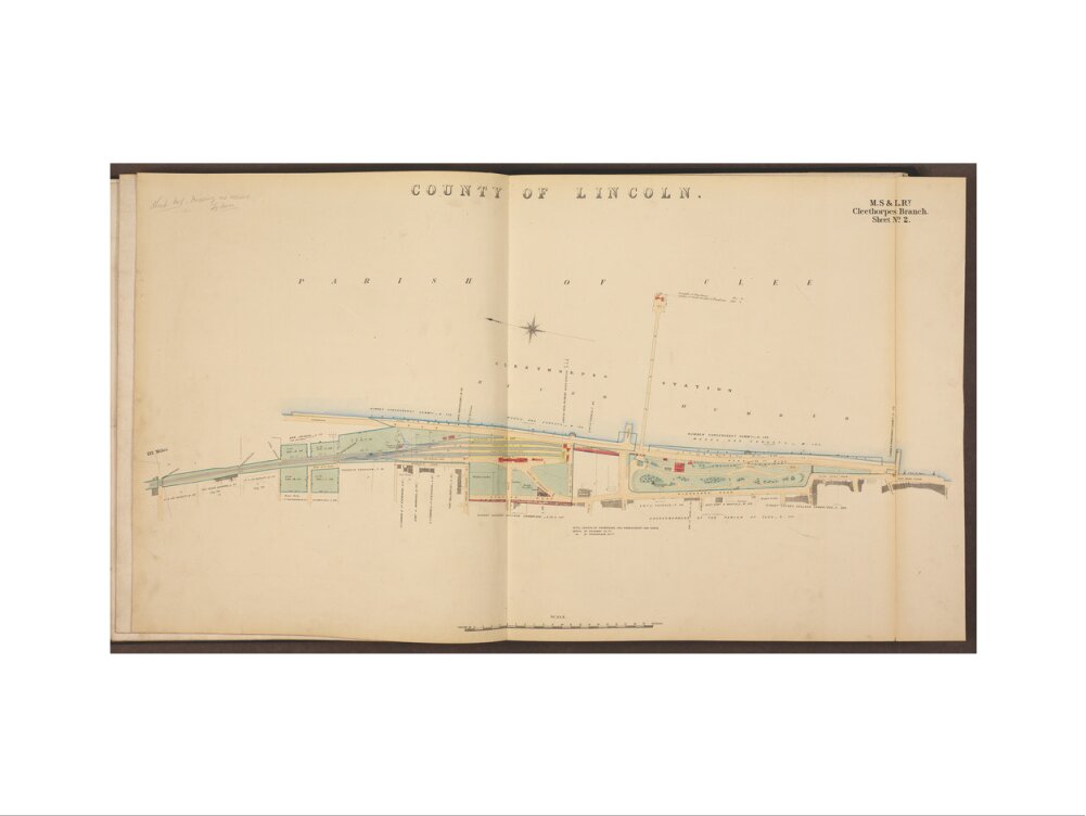 Cleethorpes Branch Sheet No 2, showing Cleethorpes station, Gardens, pier, Ross Castle and promenade, 1885. art print medium none Art Print - Science Museum Shop