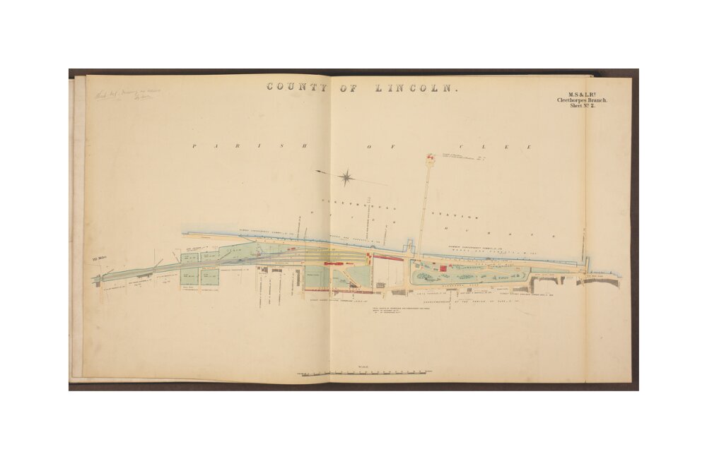 Cleethorpes Branch Sheet No 2, showing Cleethorpes station, Gardens, pier, Ross Castle and promenade, 1885. unstretched canvas medium none Art Print - Science Museum Shop