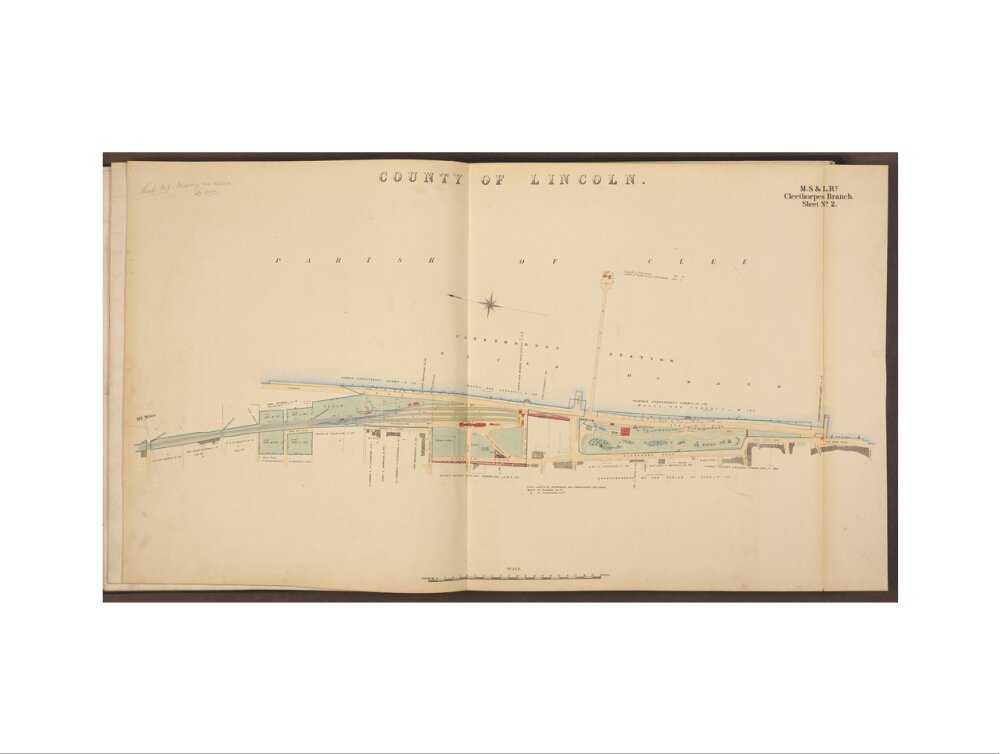 Cleethorpes Branch Sheet No 2, showing Cleethorpes station, Gardens, pier, Ross Castle and promenade, 1885. art print large none Art Print - Science Museum Shop