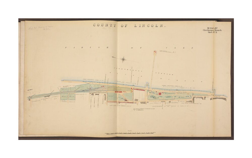Cleethorpes Branch Sheet No 2, showing Cleethorpes station, Gardens, pier, Ross Castle and promenade, 1885. unstretched canvas large none Art Print - Science Museum Shop