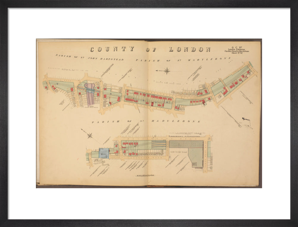Plans of tunnel approaching London Marylebone station, showing land ownership and leases above the railway, 1901. art print medium black Art Print - Science Museum Shop