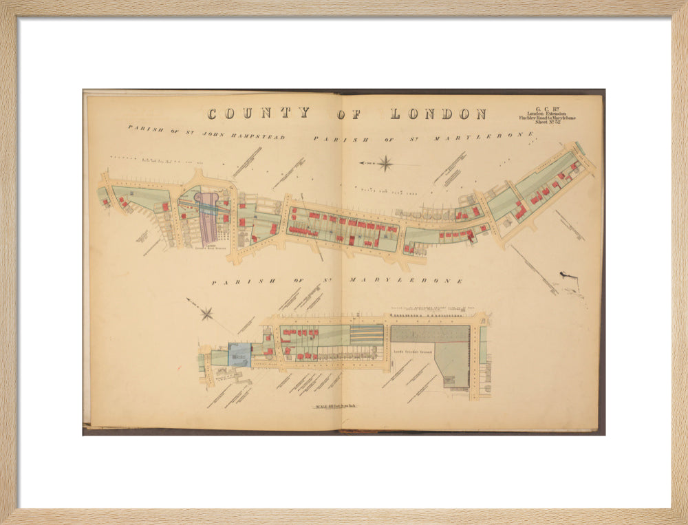 Plans of tunnel approaching London Marylebone station, showing land ownership and leases above the railway, 1901. art print medium natural Art Print - Science Museum Shop