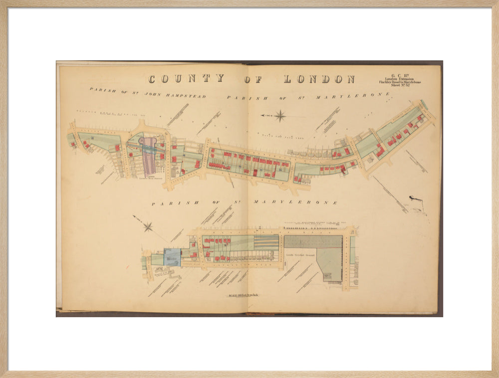 Plans of tunnel approaching London Marylebone station, showing land ownership and leases above the railway, 1901. art print extra large natural Art Print - Science Museum Shop