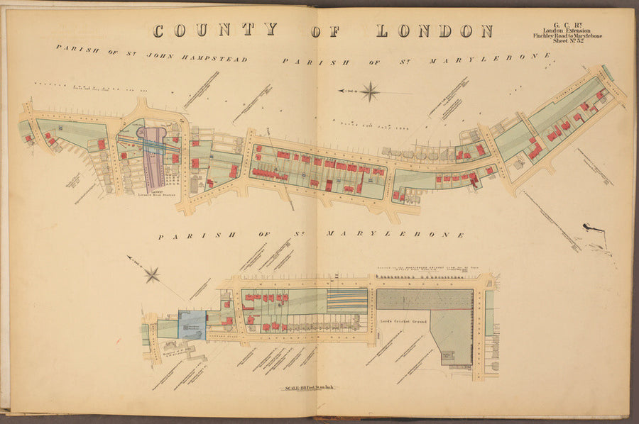 Plans of tunnel approaching London Marylebone station, showing land ownership and leases above the railway, 1901. Art Print - Science Museum Shop