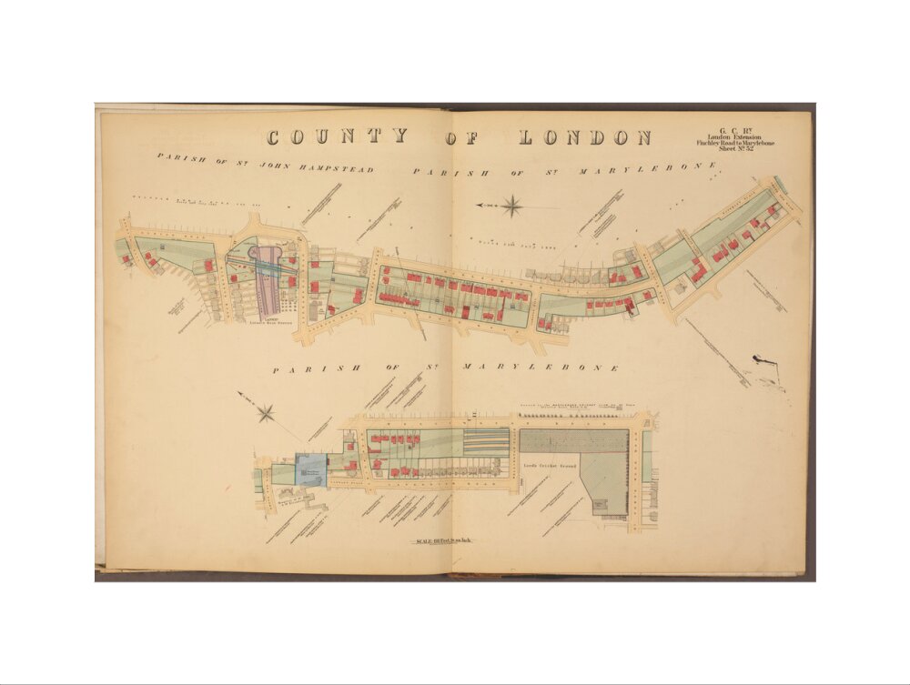Plans of tunnel approaching London Marylebone station, showing land ownership and leases above the railway, 1901. art print extra large none Art Print - Science Museum Shop
