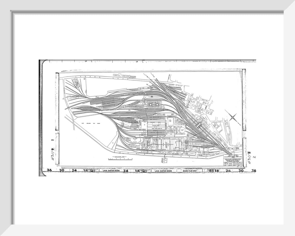 Trackplan of Derby station, locomotive works, offices and Saint Andrews goods depot. art print extra small white Art Print - Science Museum Shop