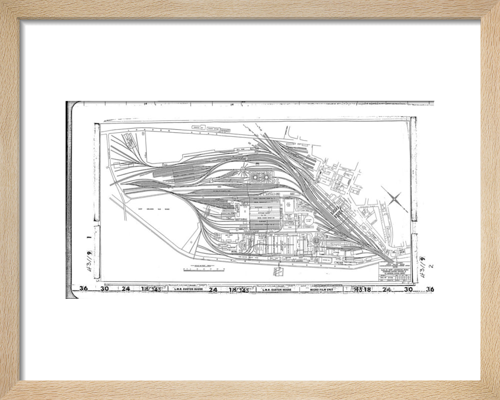 Trackplan of Derby station, locomotive works, offices and Saint Andrews goods depot. art print extra small natural Art Print - Science Museum Shop