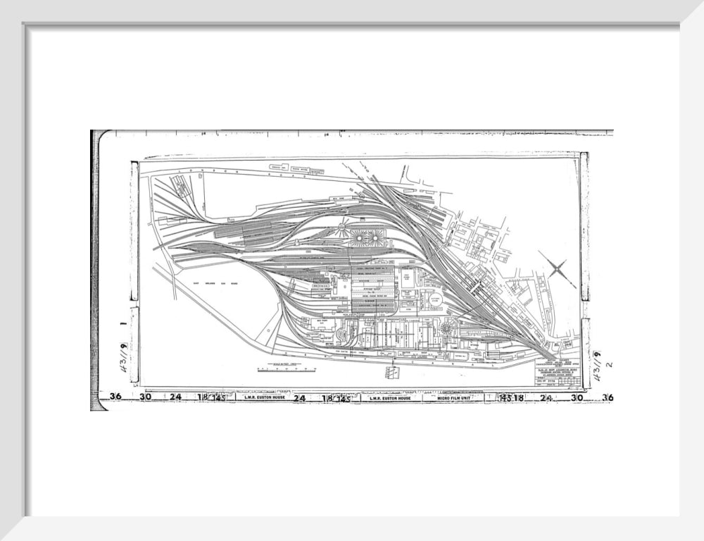 Trackplan of Derby station, locomotive works, offices and Saint Andrews goods depot. art print small white Art Print - Science Museum Shop