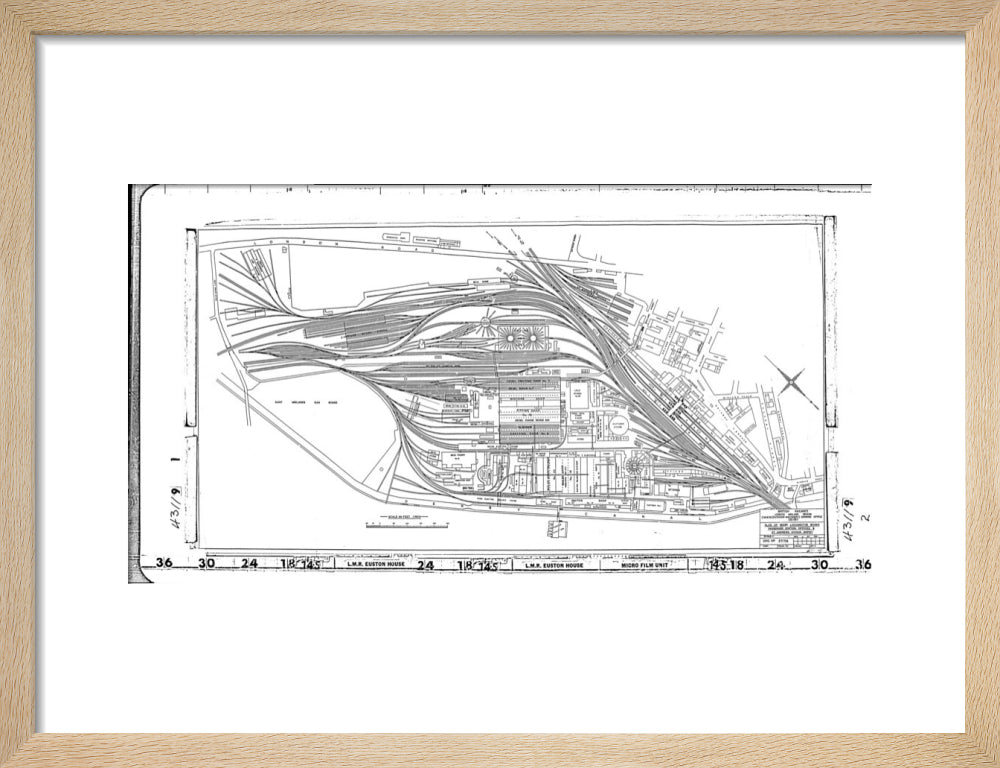 Trackplan of Derby station, locomotive works, offices and Saint Andrews goods depot. art print small natural Art Print - Science Museum Shop