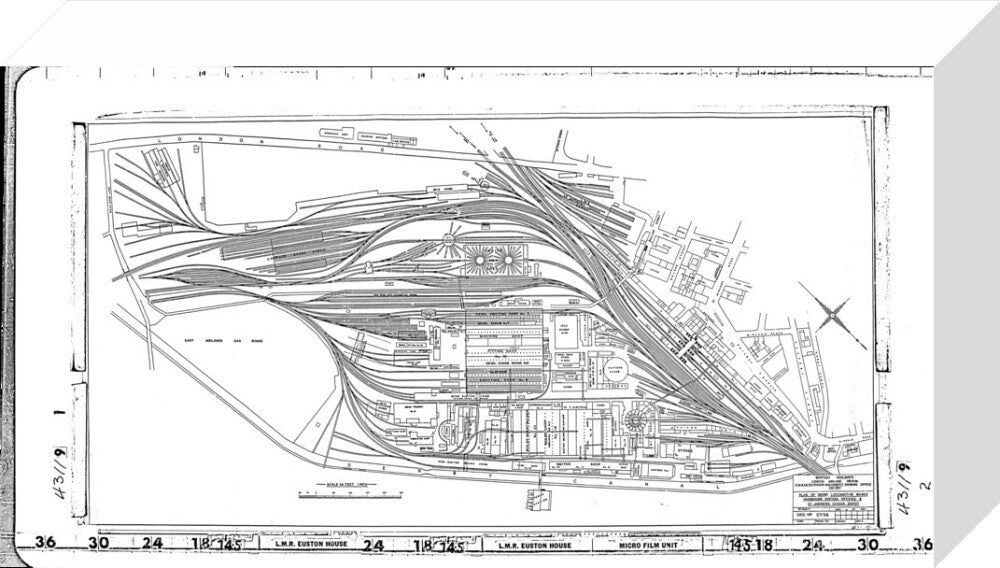 Trackplan of Derby station, locomotive works, offices and Saint Andrews goods depot. stretched canvas small none Art Print - Science Museum Shop