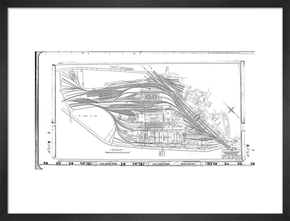 Trackplan of Derby station, locomotive works, offices and Saint Andrews goods depot. art print medium black Art Print - Science Museum Shop