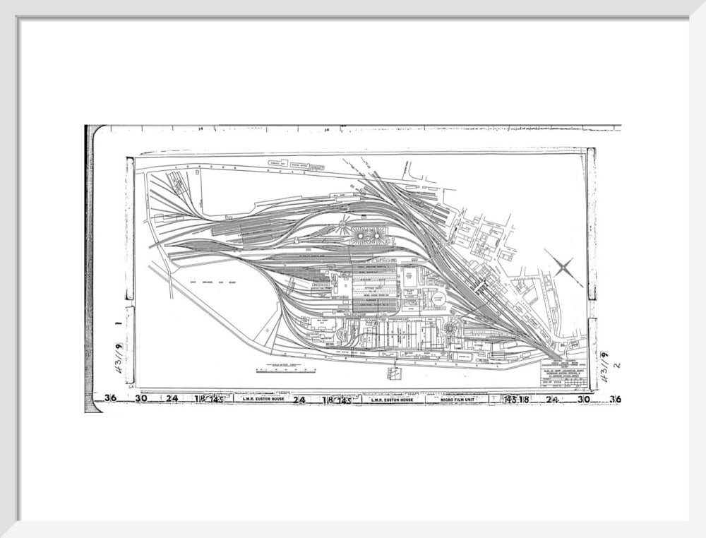 Trackplan of Derby station, locomotive works, offices and Saint Andrews goods depot. art print medium white Art Print - Science Museum Shop