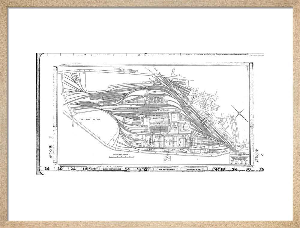 Trackplan of Derby station, locomotive works, offices and Saint Andrews goods depot. art print medium natural Art Print - Science Museum Shop
