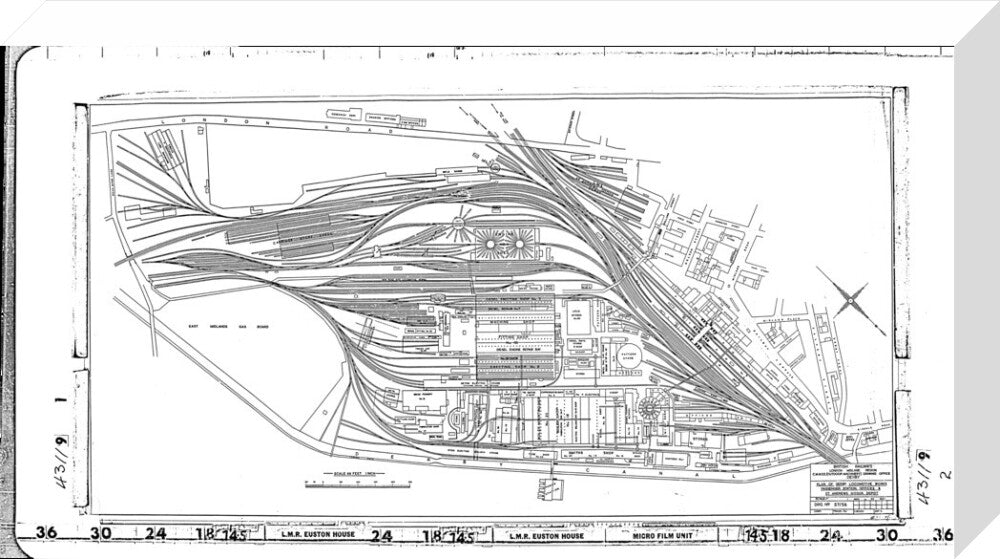 Trackplan of Derby station, locomotive works, offices and Saint Andrews goods depot. stretched canvas medium none Art Print - Science Museum Shop