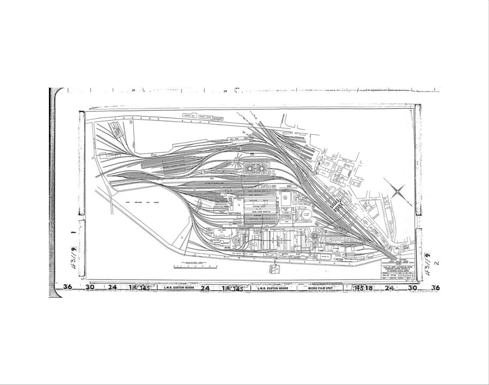 Trackplan of Derby station, locomotive works, offices and Saint Andrews goods depot. art print extra small none Art Print - Science Museum Shop
