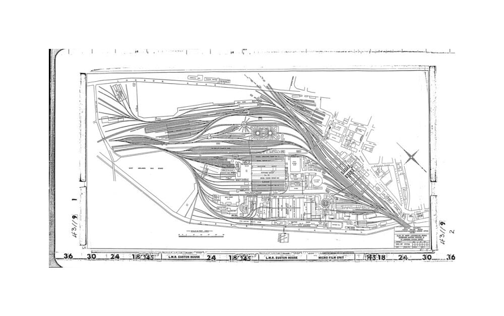 Trackplan of Derby station, locomotive works, offices and Saint Andrews goods depot. unstretched canvas medium none Art Print - Science Museum Shop