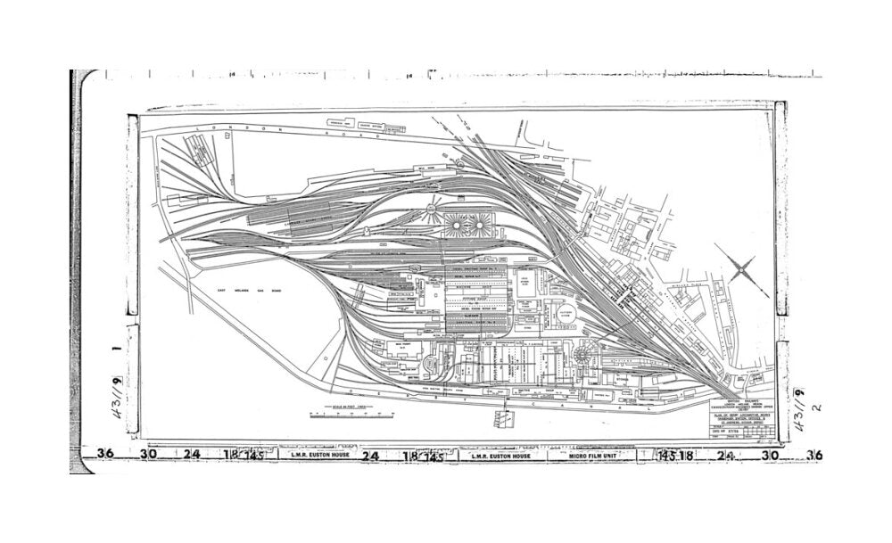 Trackplan of Derby station, locomotive works, offices and Saint Andrews goods depot. unstretched canvas large none Art Print - Science Museum Shop