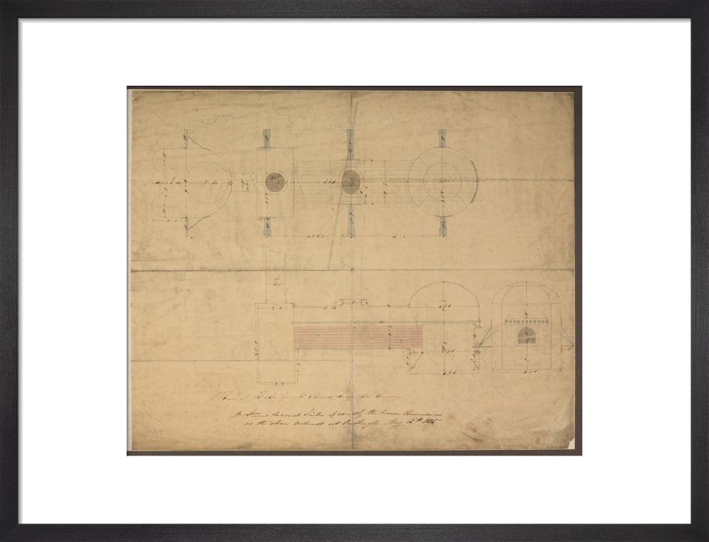 Robert Stephenson and Co drawing of boiler for (John Bull) locomotive. art print medium black Art Print - Science Museum Shop