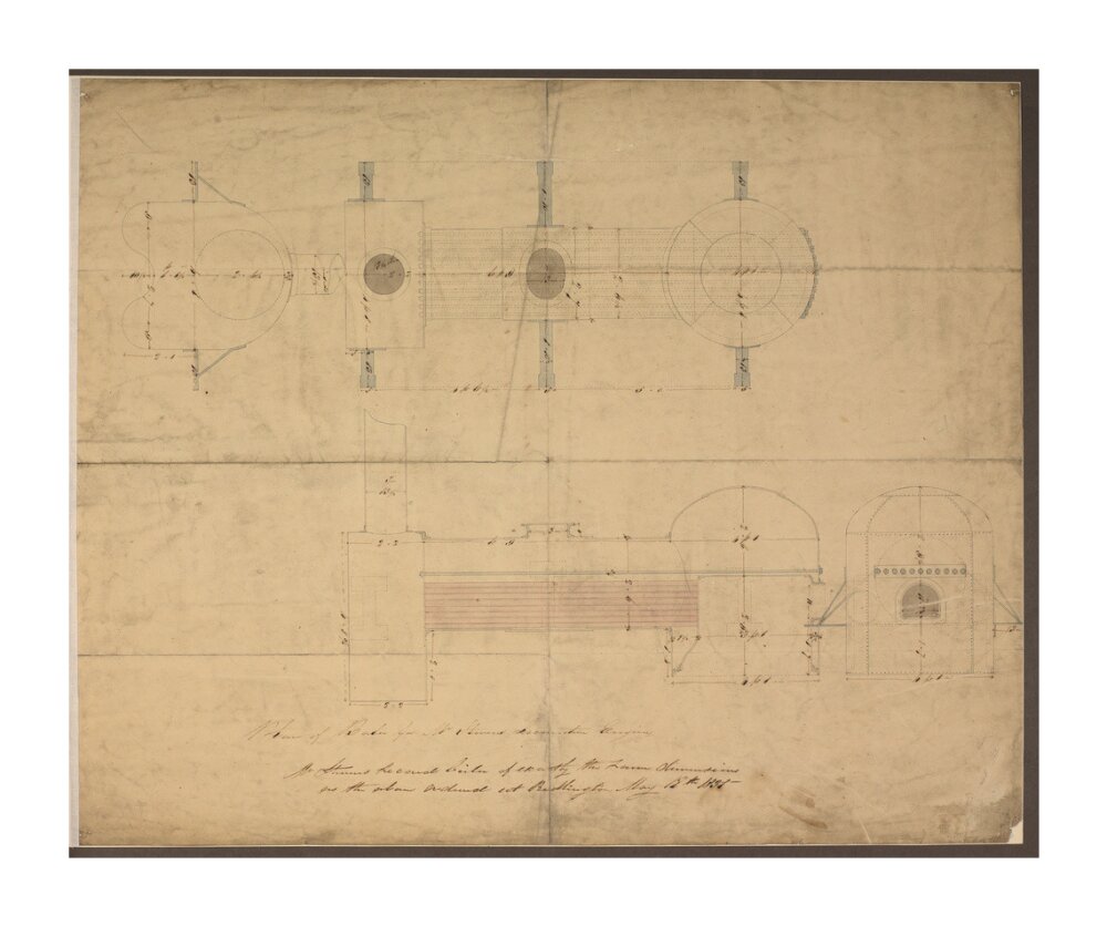 Robert Stephenson and Co drawing of boiler for (John Bull) locomotive. unstretched canvas extra large none Art Print - Science Museum Shop
