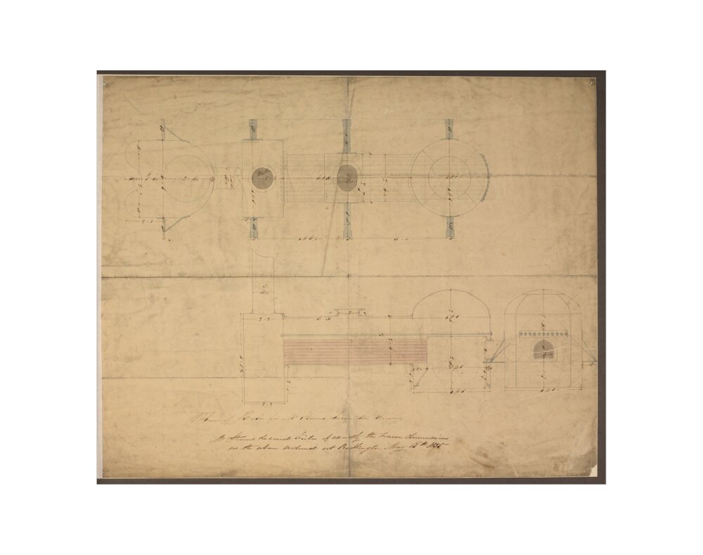 Robert Stephenson and Co drawing of boiler for (John Bull) locomotive. art print extra small none Art Print - Science Museum Shop