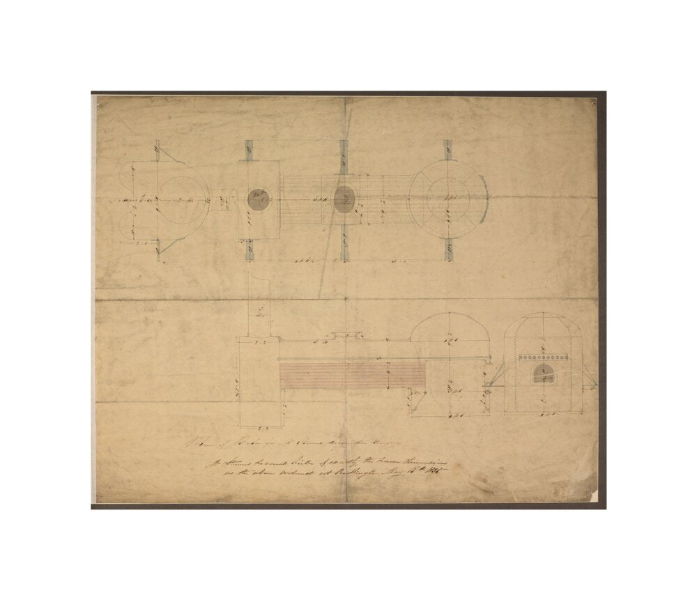 Robert Stephenson and Co drawing of boiler for (John Bull) locomotive. unstretched canvas small none Art Print - Science Museum Shop