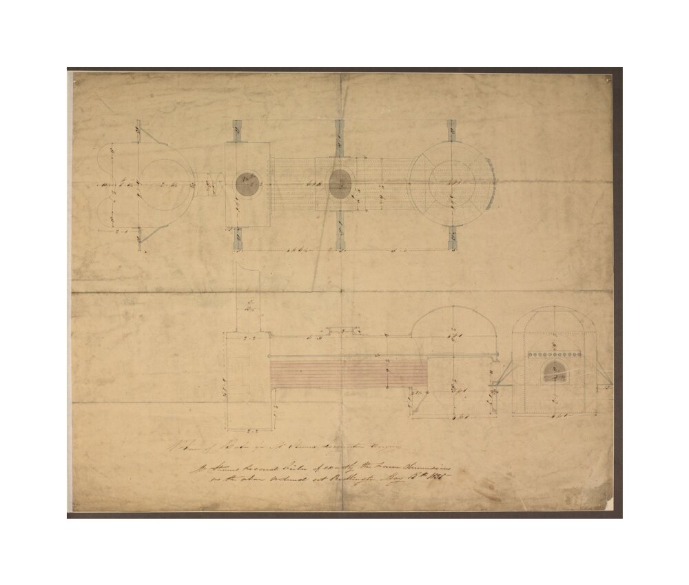 Robert Stephenson and Co drawing of boiler for (John Bull) locomotive. unstretched canvas medium none Art Print - Science Museum Shop