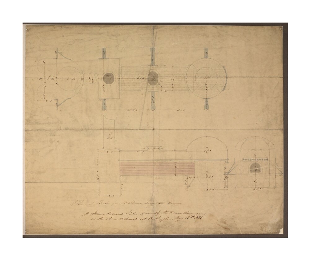 Robert Stephenson and Co drawing of boiler for (John Bull) locomotive. unstretched canvas large none Art Print - Science Museum Shop
