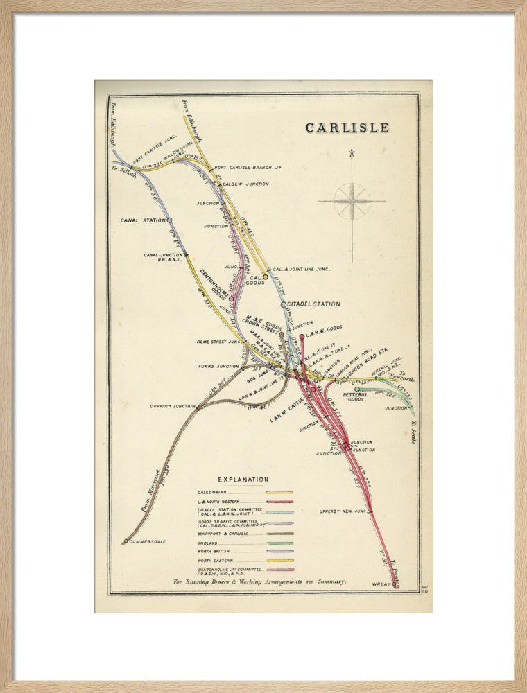 Railway Clearing House diagram of railways and junction at Carlisle, 1867. art print large natural Art Print - Science Museum Shop
