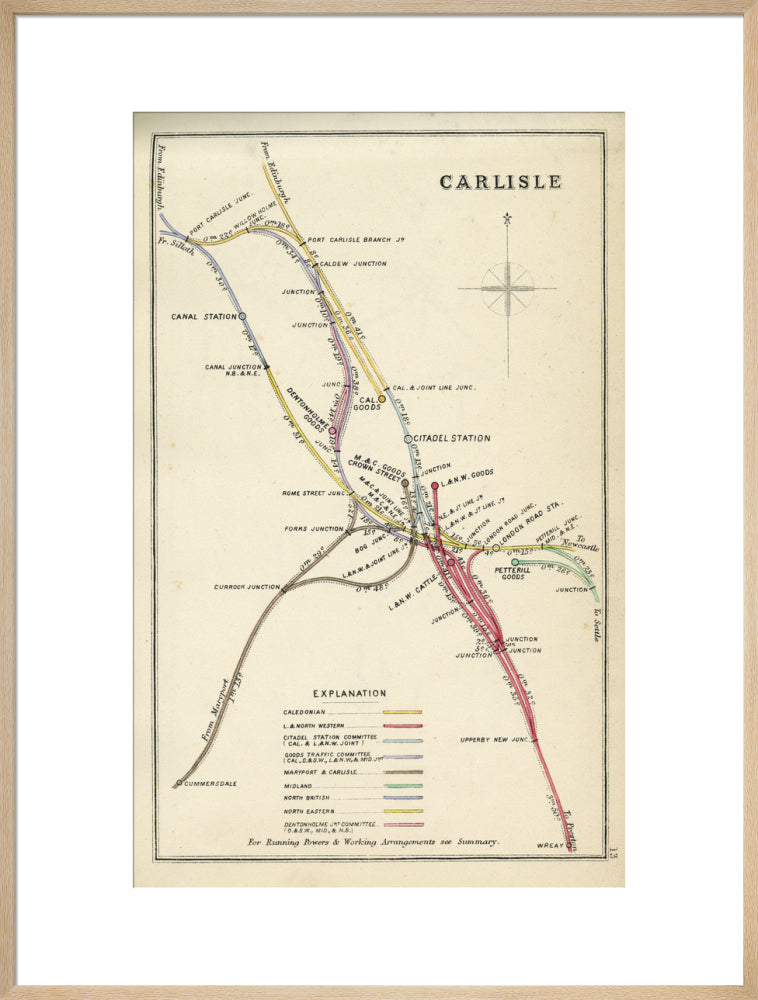 Railway Clearing House diagram of railways and junction at Carlisle, 1867. art print extra large natural Art Print - Science Museum Shop