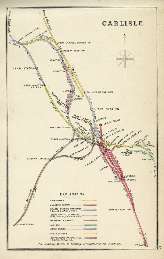 Railway Clearing House diagram of railways and junction at Carlisle, 1867. Art Print - Science Museum Shop