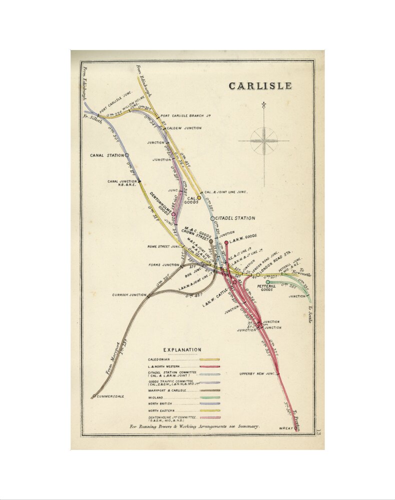 Railway Clearing House diagram of railways and junction at Carlisle, 1867. art print extra small none Art Print - Science Museum Shop