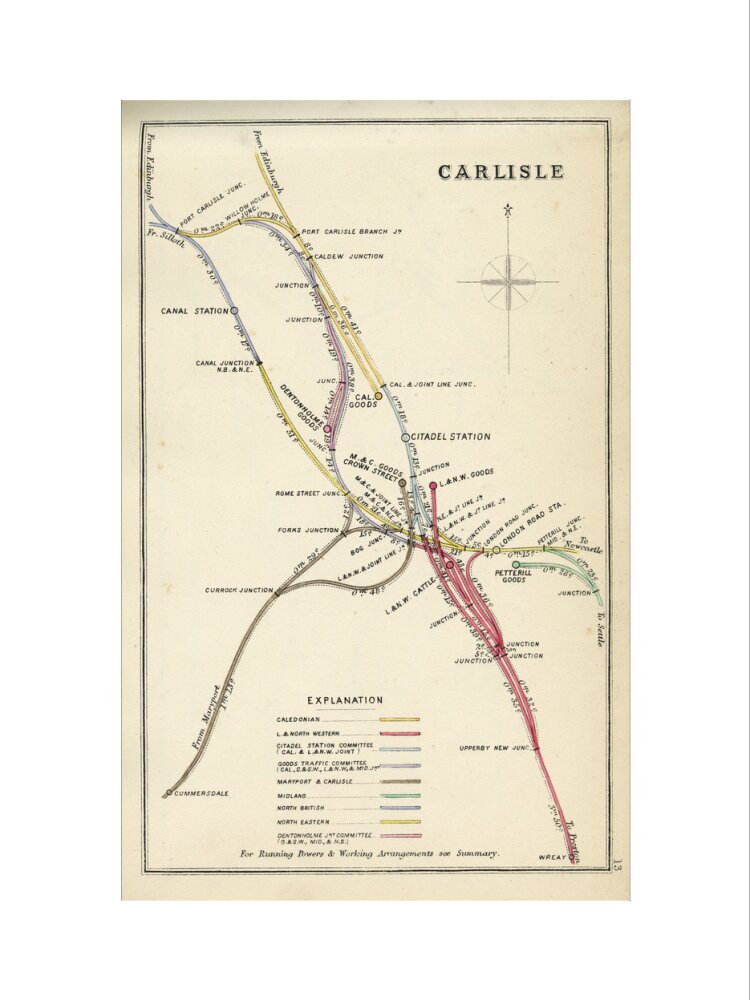 Railway Clearing House diagram of railways and junction at Carlisle, 1867. art print small none Art Print - Science Museum Shop